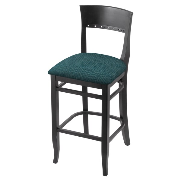 25" Counter Stool, Black Finish, Graph Tidal Seat